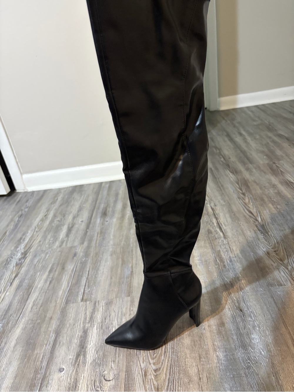 Aldo Black Over-the-Knee Pointed-Toe Stiletto Boot